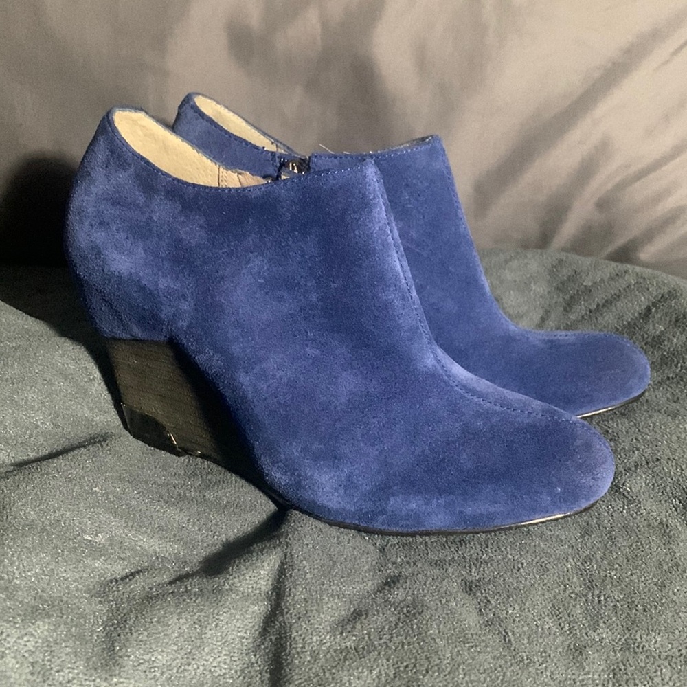 Blue Suede Ankle Booties